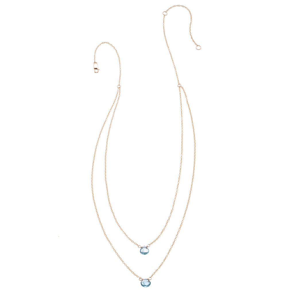 2 Tiny Gemstones Drape Necklace