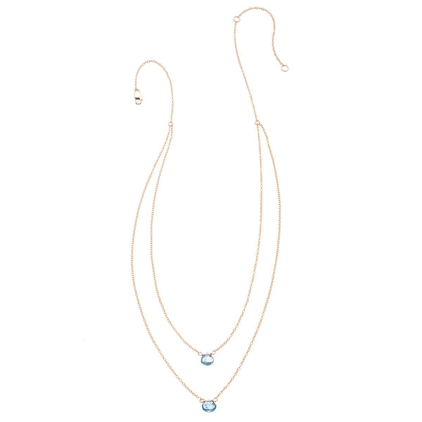 2 Tiny Gemstones Drape Necklace
