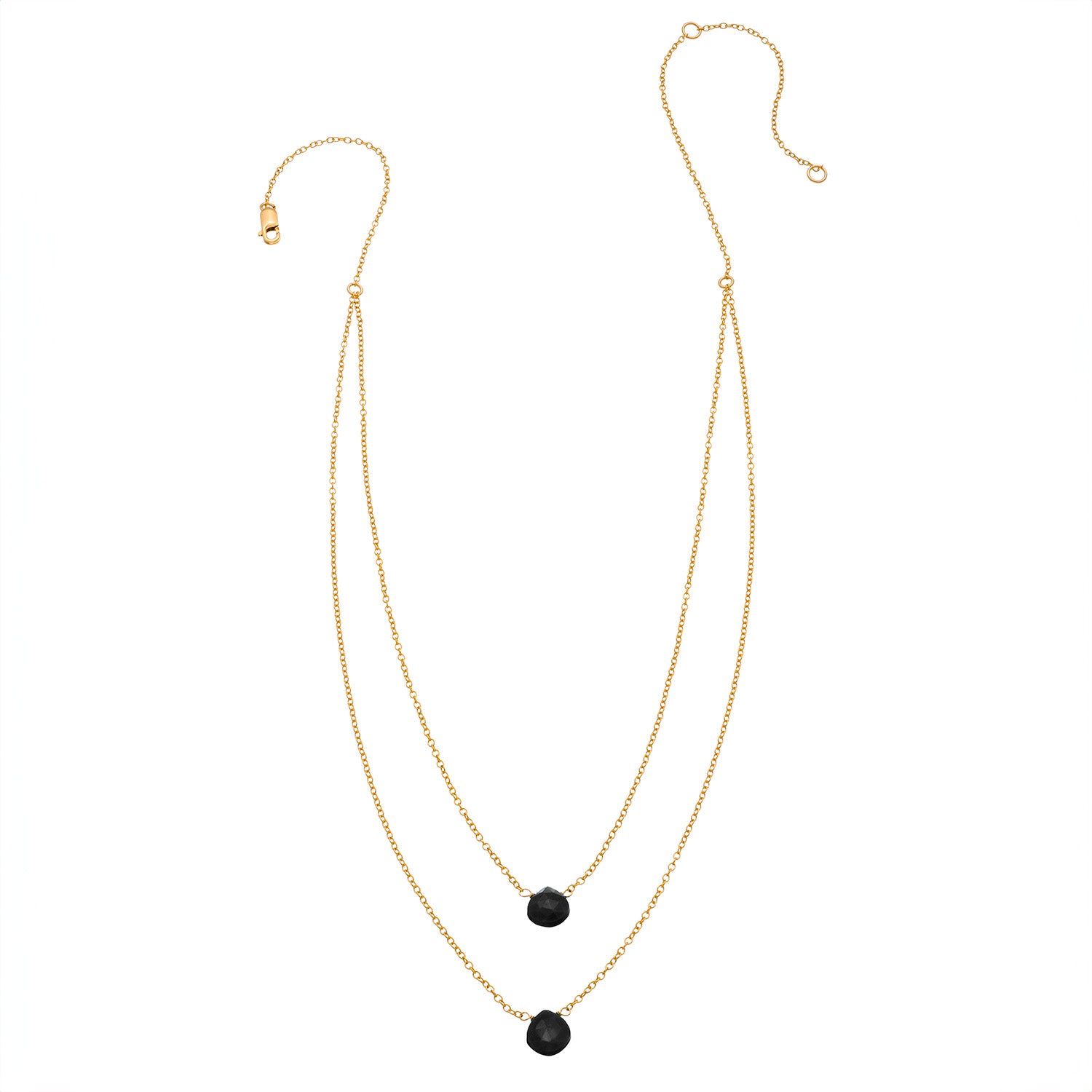 2 Tiny Gemstones Drape Necklace