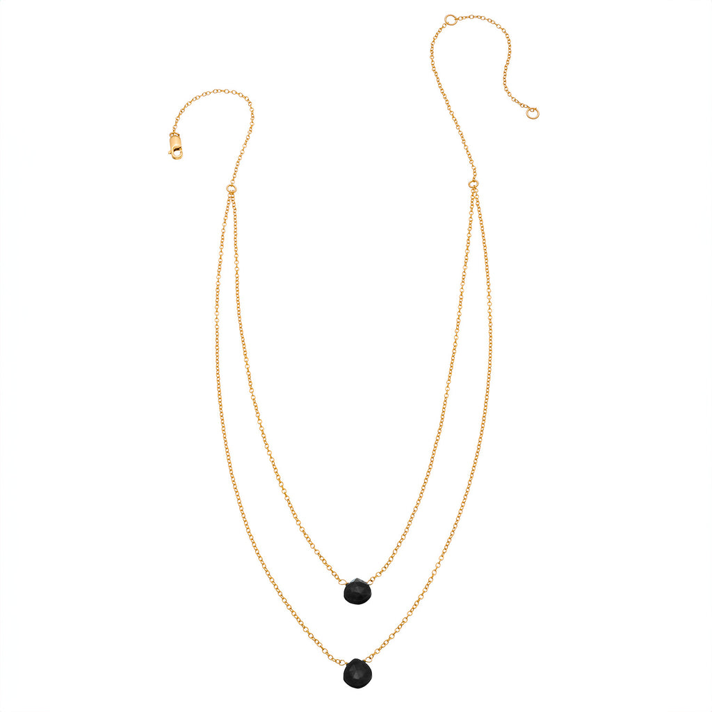 2 Tiny Gemstones Drape Necklace