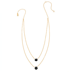 2 Tiny Gemstones Drape Necklace