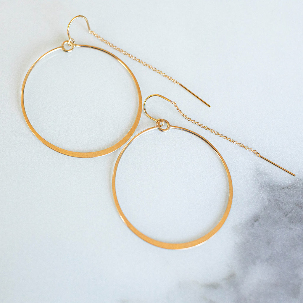Flat Hoop Thread Thru Earrings