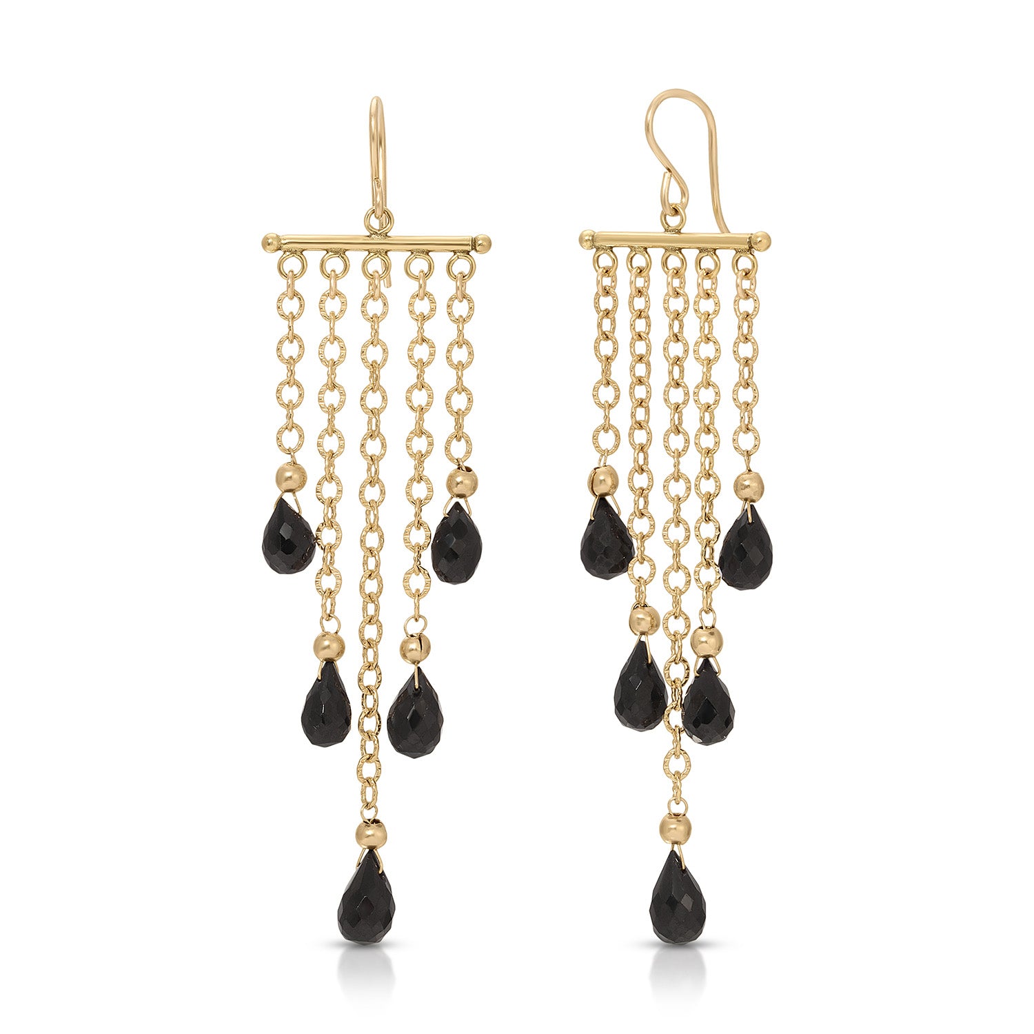 Heather Hawkins Three Tier Chandelier Gemstone Earrings - Black Heather Hawkins Three Tier Chandelier Gemstone Earrings - Black