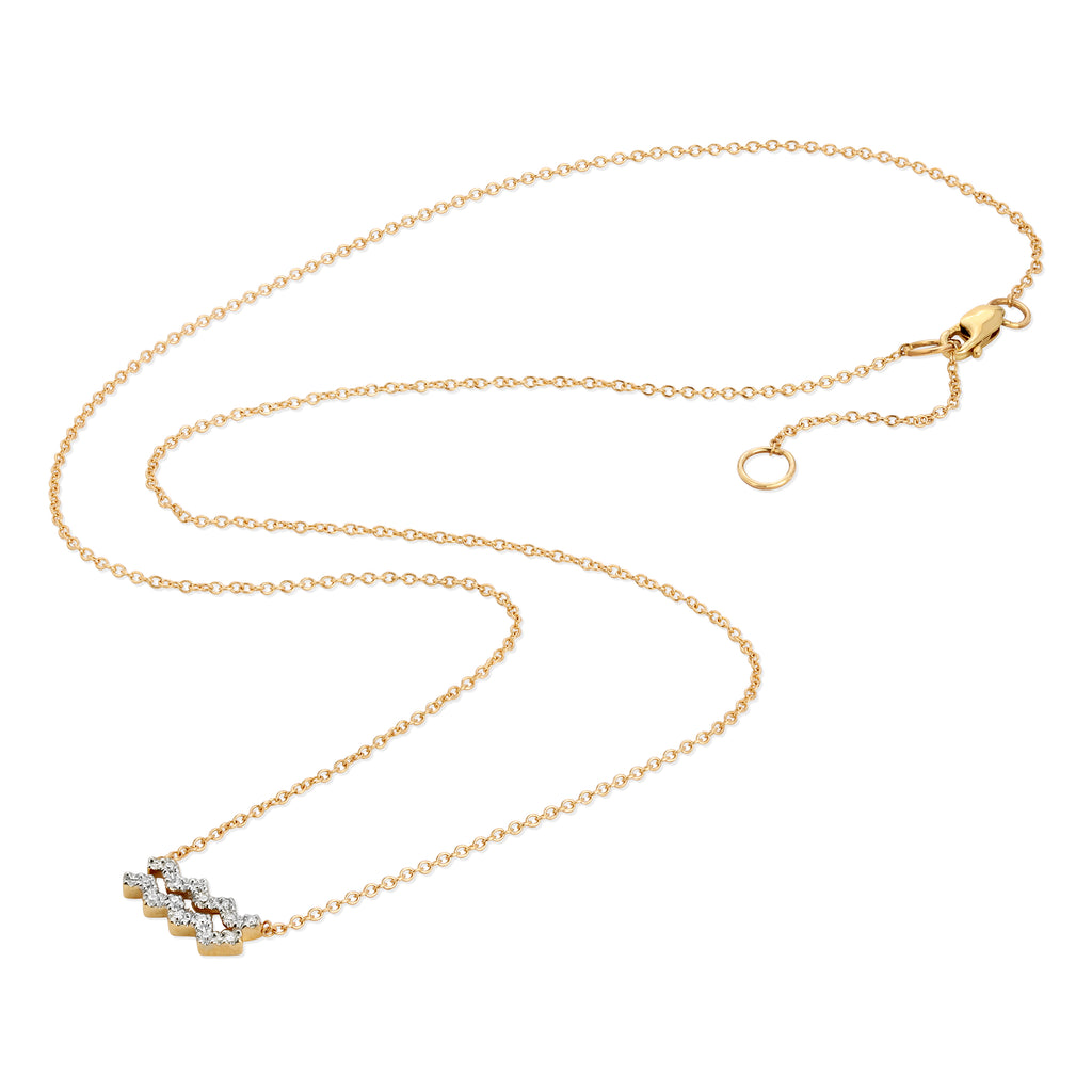 Diamond Horoscope Necklace - Aquarius - 14 Karat Yellow Gold and Diamonds