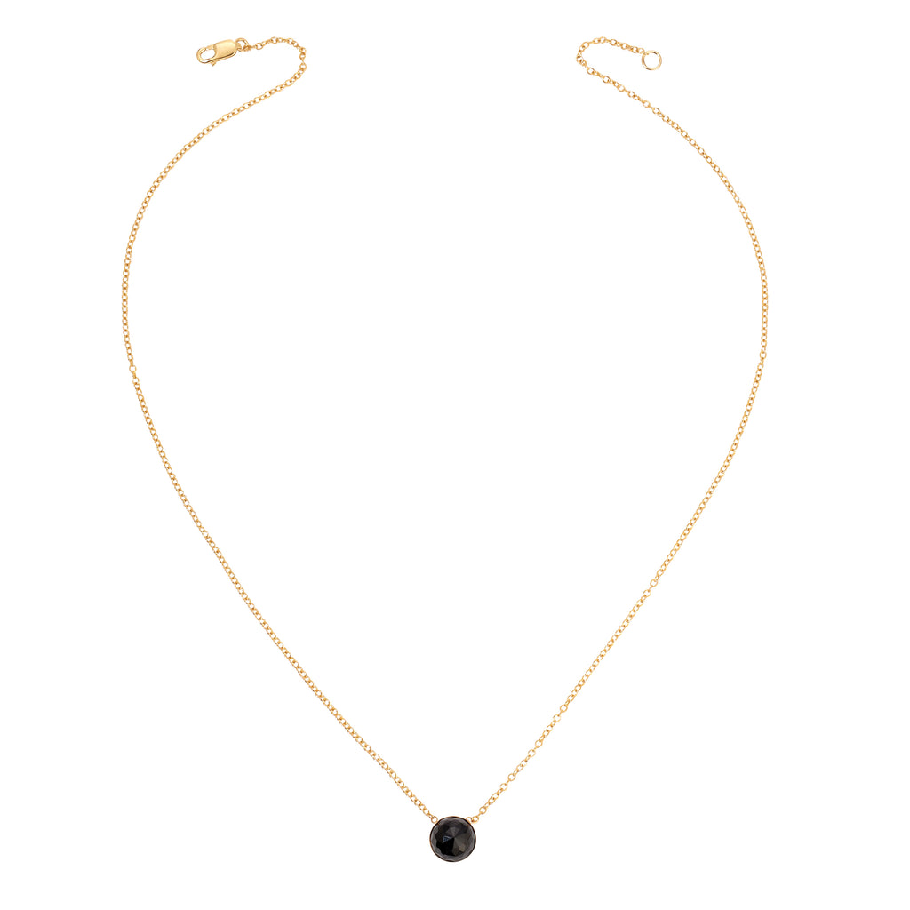 Bezel Dome Faceted Gemstone Necklace - 8MM - 14K Gold-Filled