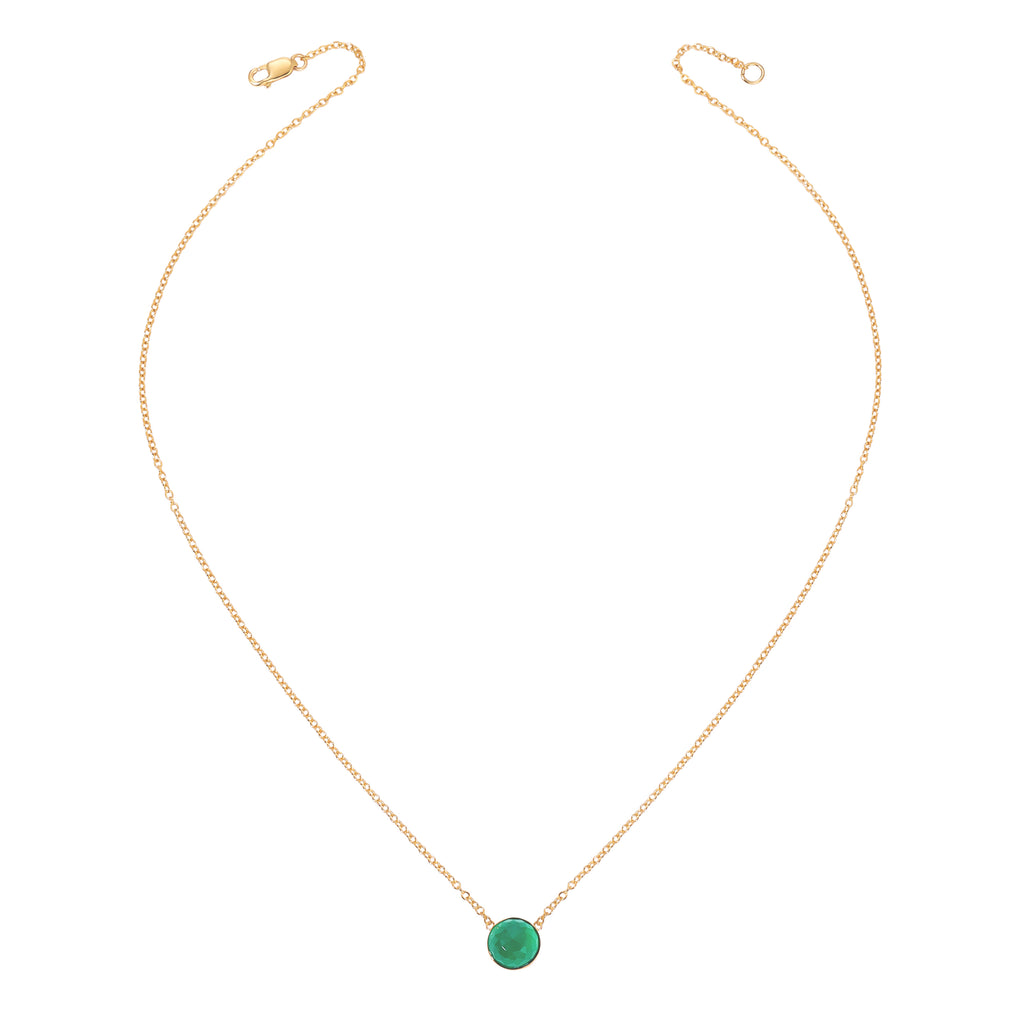 Bezel Dome Faceted Gemstone Necklace - 8MM - 14K Gold-Filled