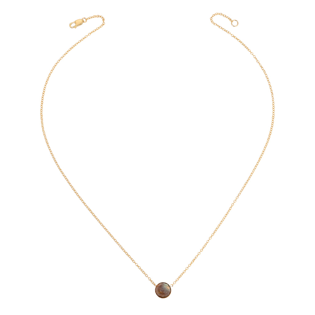 Bezel Dome Faceted Gemstone Necklace - 8MM - 14K Gold-Filled