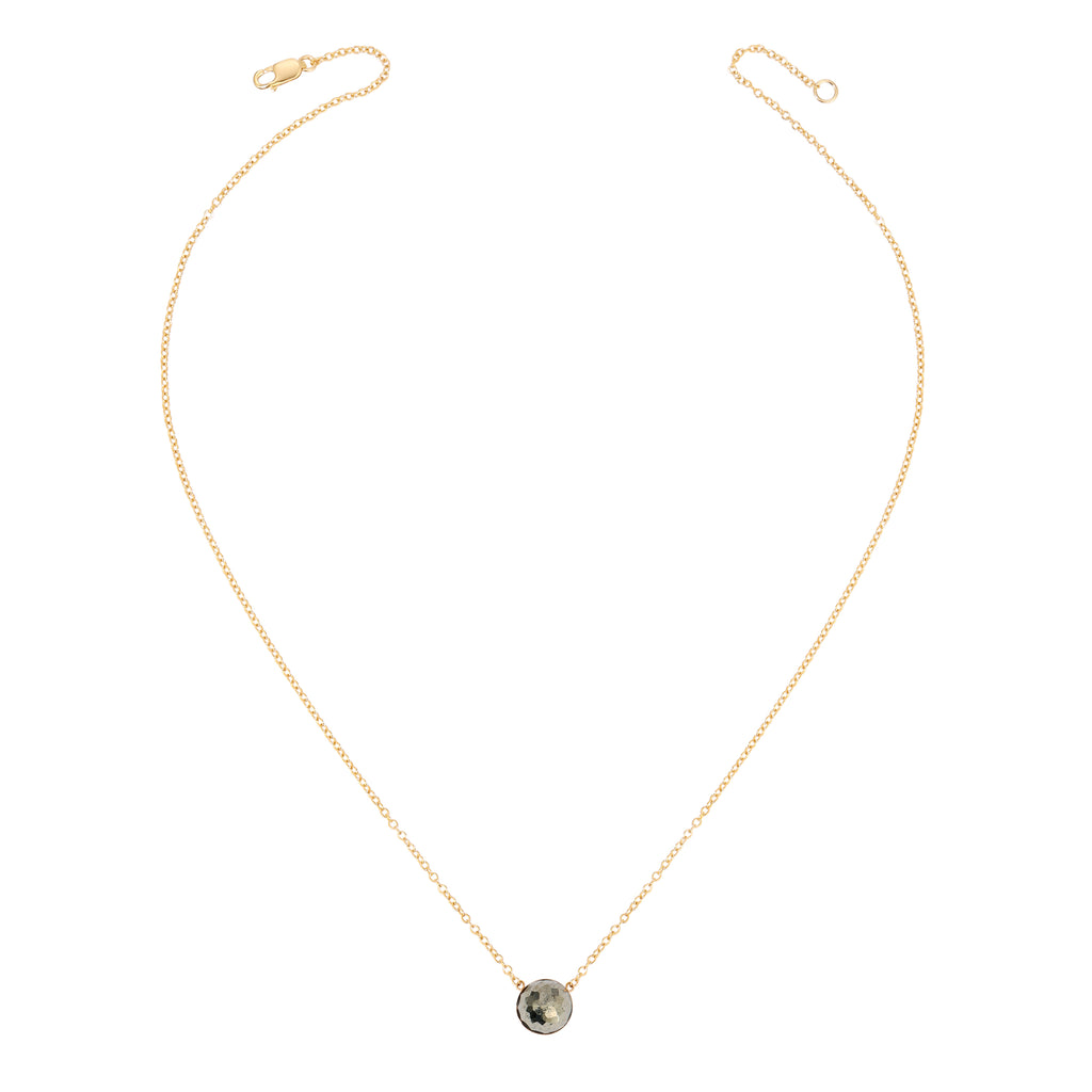 Bezel Dome Faceted Gemstone Necklace - 8MM - 14K Gold-Filled