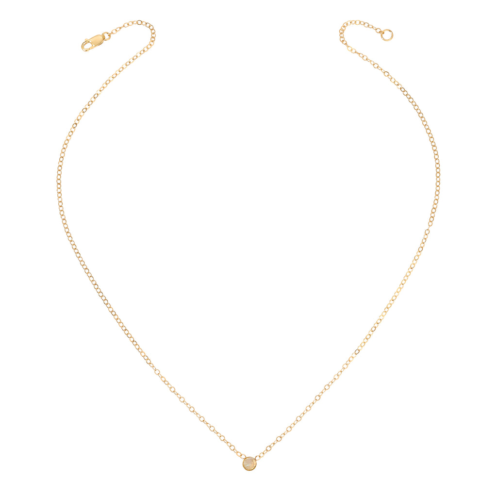 Bezel Dome Faceted Gemstone Necklace - 4MM - 14K Gold-Filled