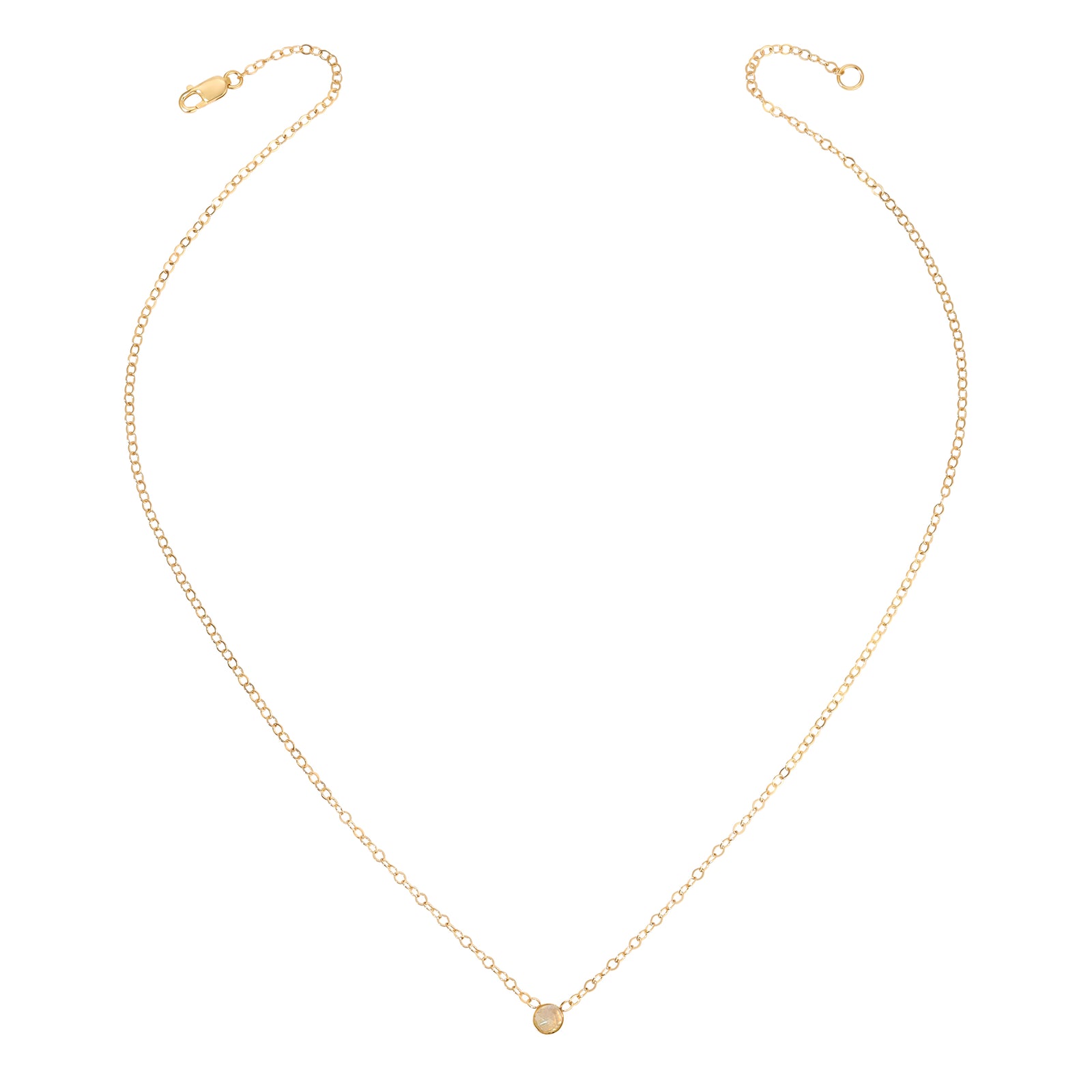 Bezel Dome Faceted Gemstone Necklace - 4MM - 14K Gold-Filled