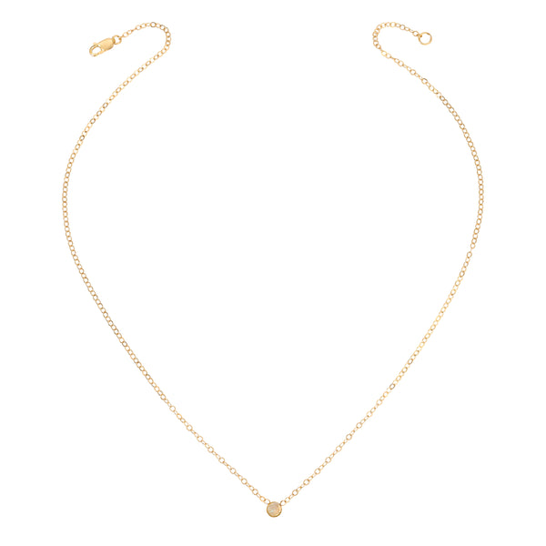 Bezel Dome Faceted Gemstone Necklace - 4MM - 14K Gold-Filled
