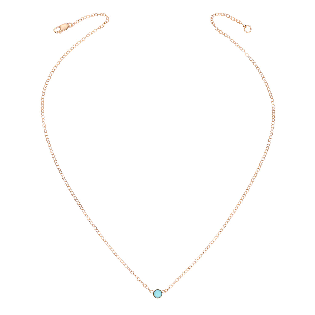 Bezel Dome Faceted Gemstone Necklace - 4MM - 14K Gold-Filled
