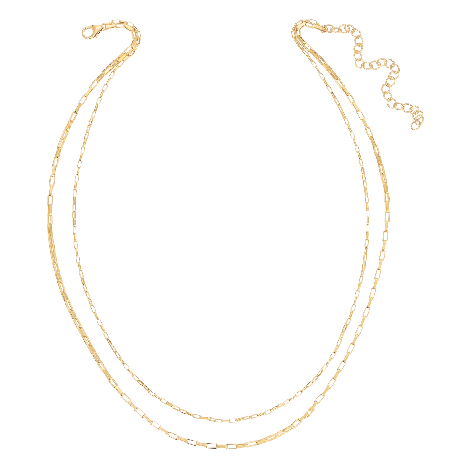 Draped Drawn Large Box Chains Necklace - 14K Gold-Filled
