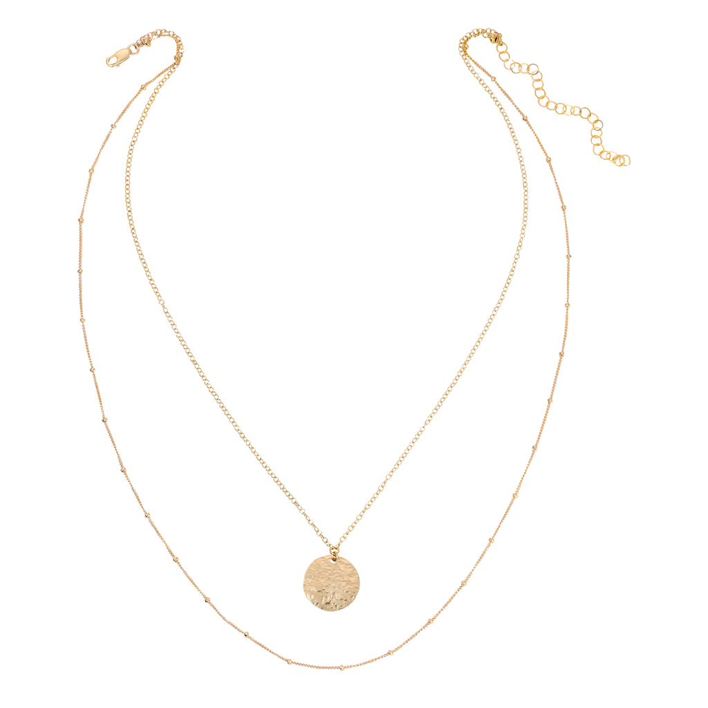 Draped Hand Hammered Coin Necklace - 14K Gold-Filled