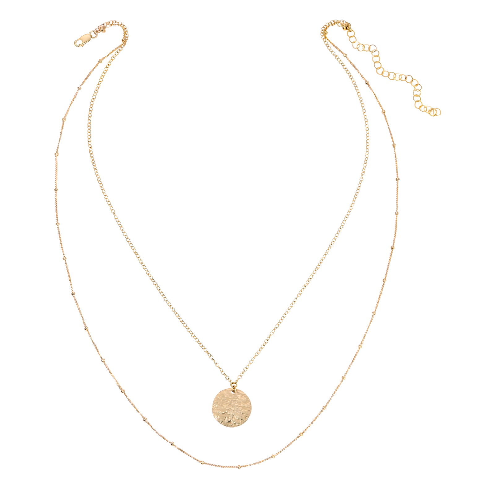 Draped Hand Hammered Coin Necklace - 14K Gold-Filled
