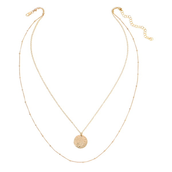 Draped Hand Hammered Coin Necklace - 14K Gold-Filled