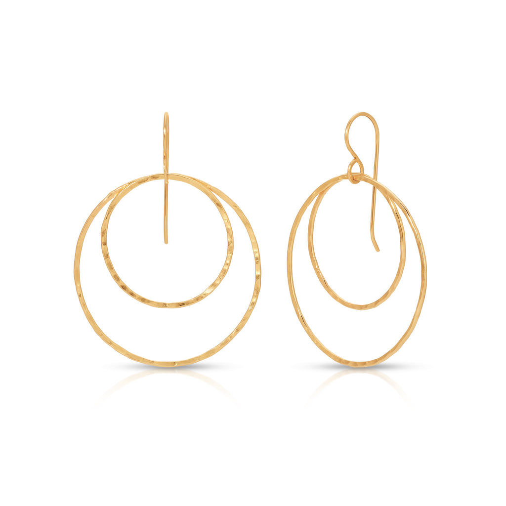 Double Hammered Link Earrings - Small - 14K Gold-Filled