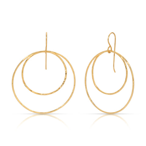 Double Hammered Link Earrings - Large - 14K Gold-Filled