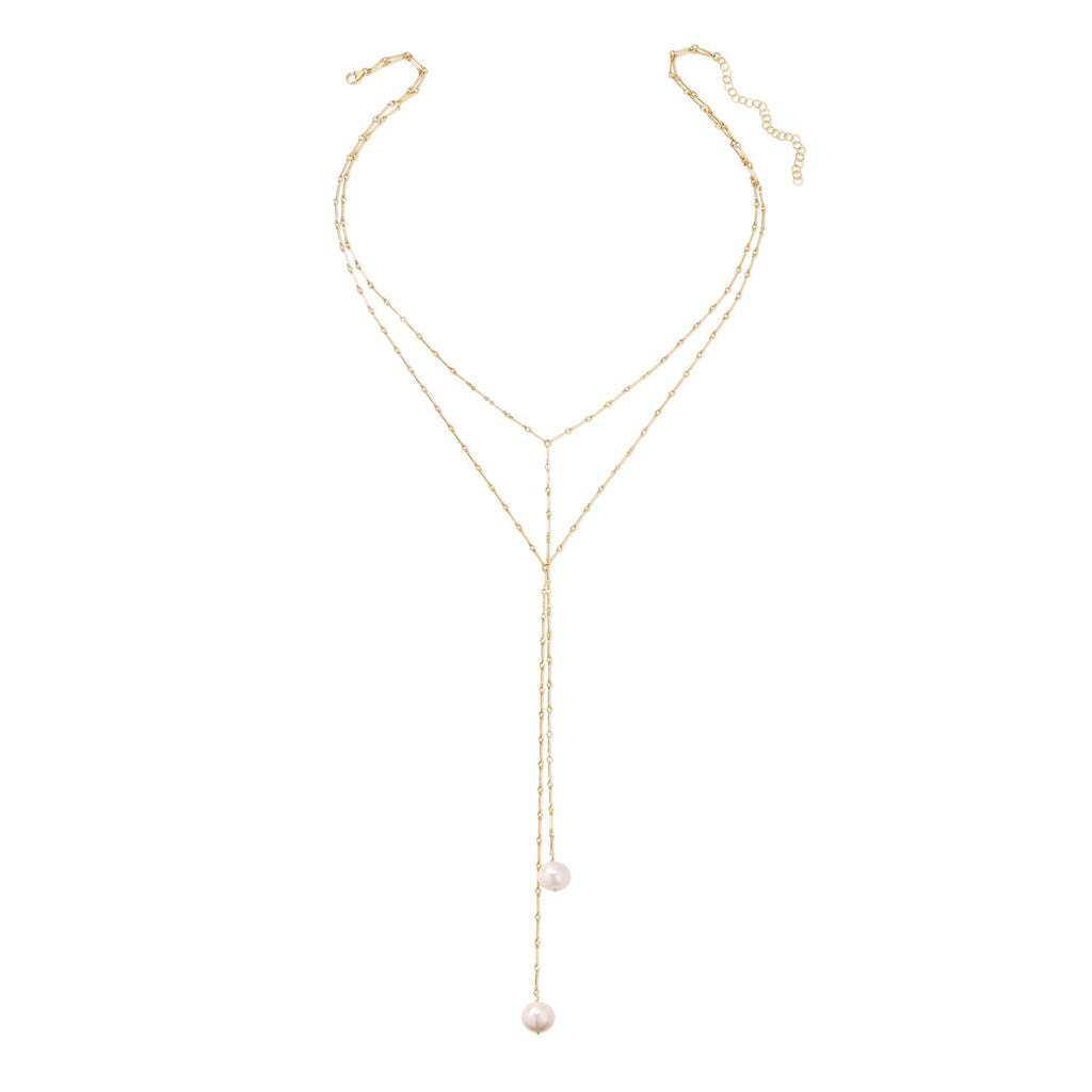 Evenflow Double Y Freshwater Pearl Necklace - 14K Gold-Filled