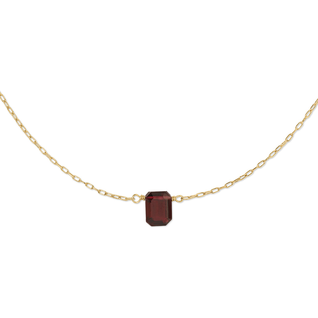 Faceted Emerald Cut Gemstone Necklace