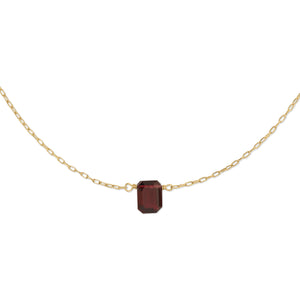Faceted Emerald Cut Gemstone Necklace