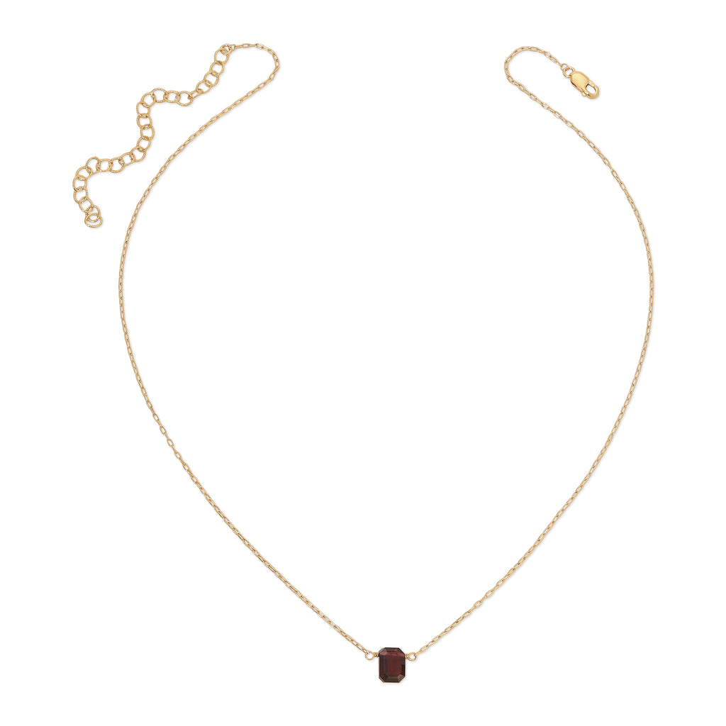 Faceted Emerald Cut Gemstone Necklace