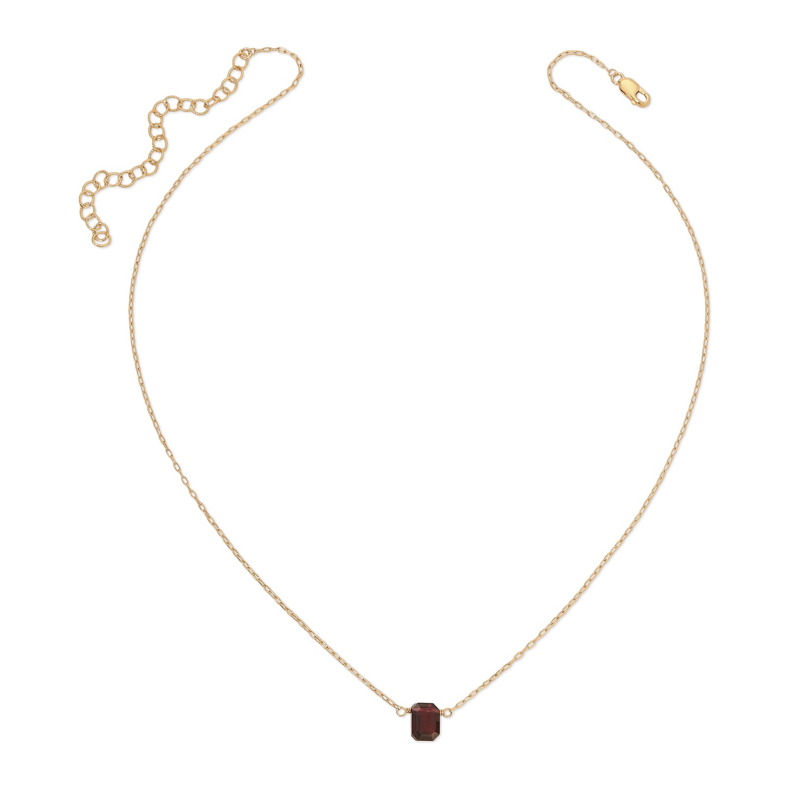 Faceted Emerald Cut Gemstone Necklace