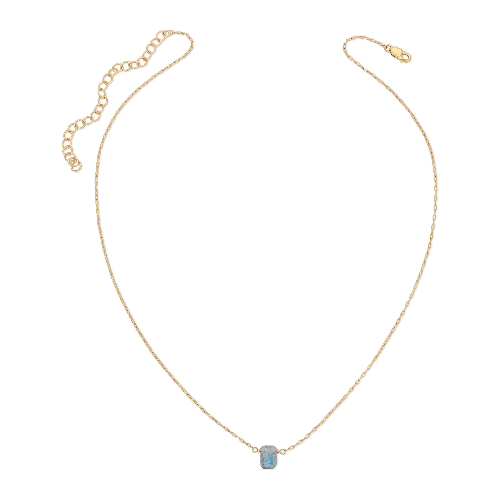 Faceted Emerald Cut Gemstone Necklace