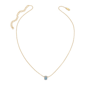 Faceted Emerald Cut Gemstone Necklace