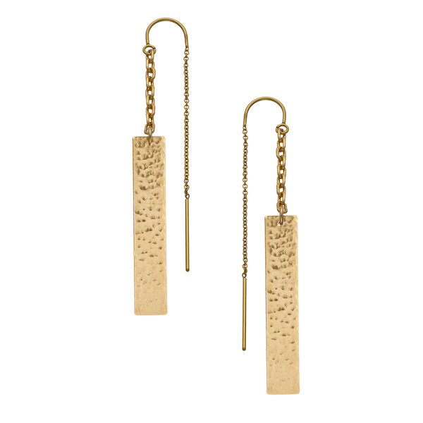 Hammered Bar Thread Thru Earrings - 14K Gold-filled