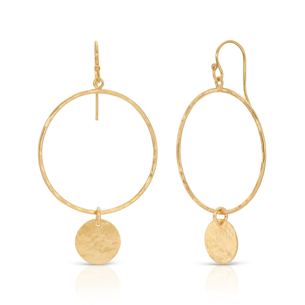 Hammered Hoop Coin Earrings - 14K Gold-Filled