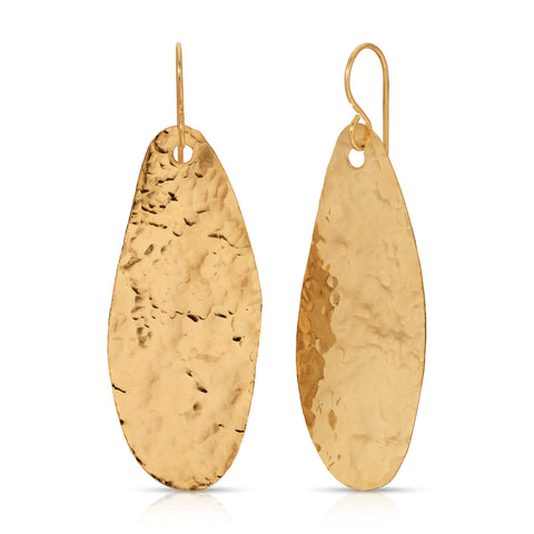 Hand Hammered Free Form Cut Earrings - 14K Gold-Filled