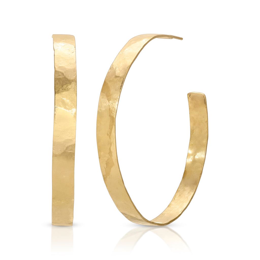 Hand Textured 14K Gold-Filled Hoop Earrings