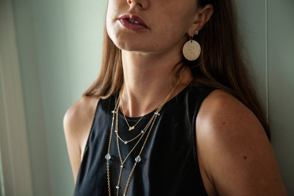 Large Hand Hammered Disc Earrings - Gold-Filled