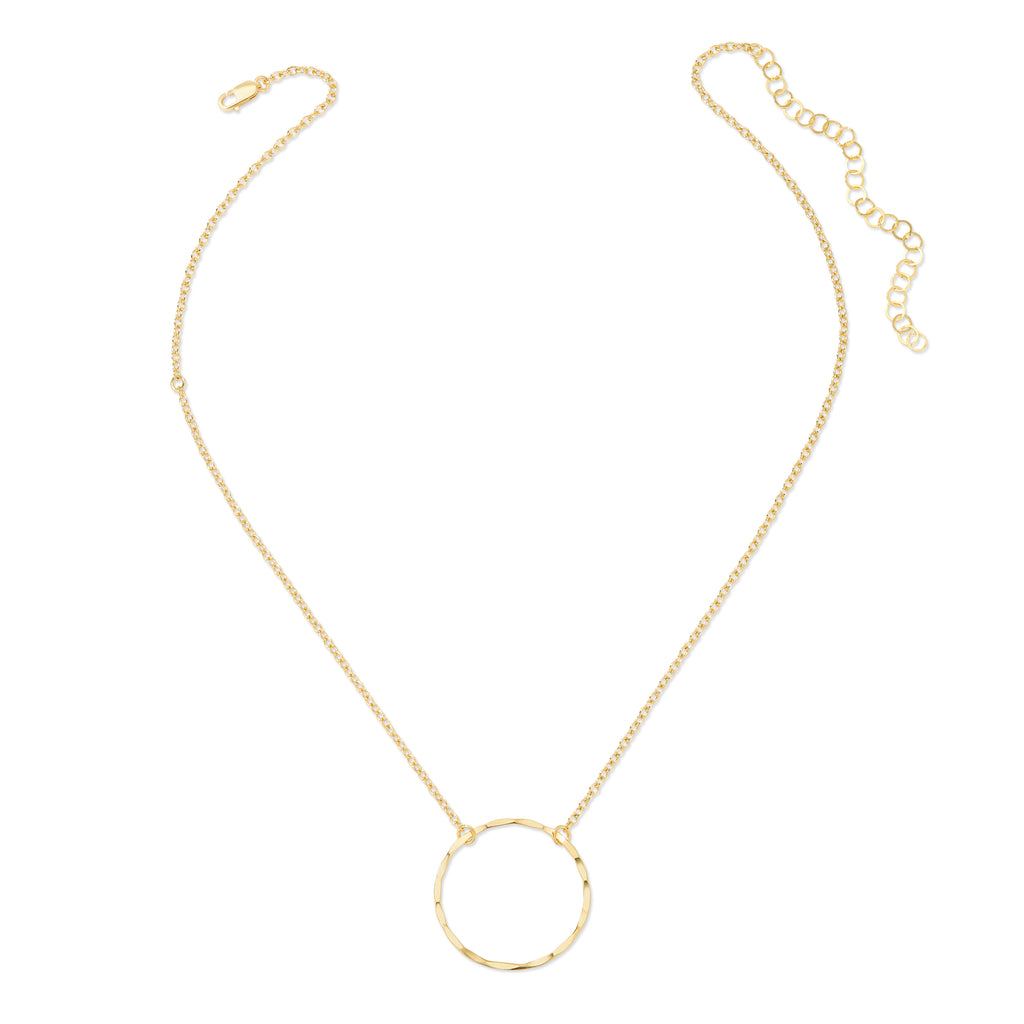 Hammered Circle Necklace - Large - 26MM - 14K Gold-Filled