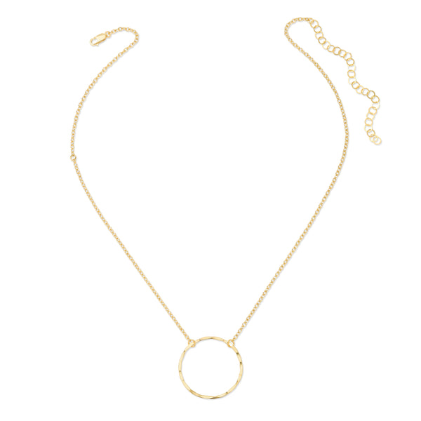 Hammered Circle Necklace - Large - 26MM - 14K Gold-Filled