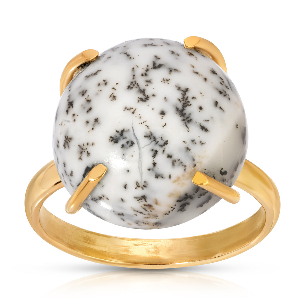 Moonshine Gemstone Cocktail Ring - Dendritic Opal - 14K Gold-Filled