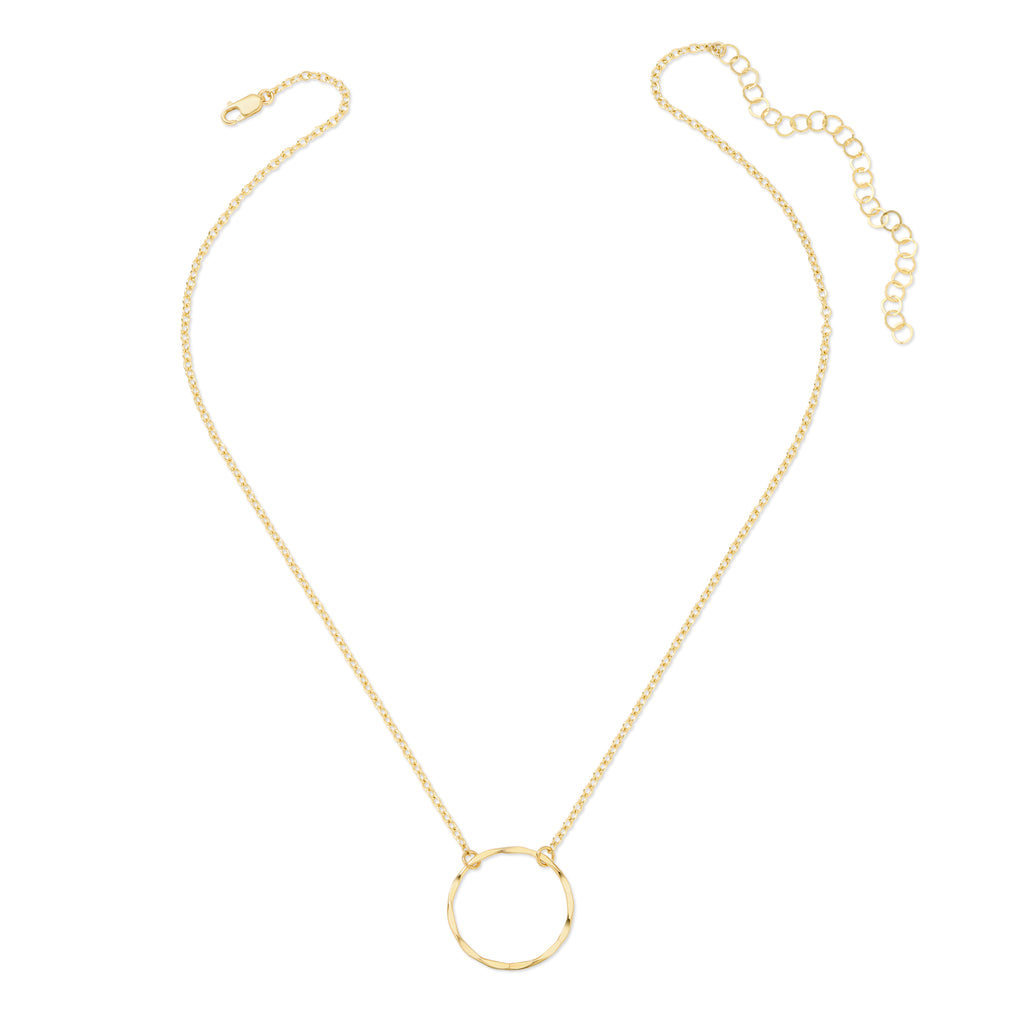 Hammered Circle Necklace - Medium - 22MM - 14K Gold-Filled