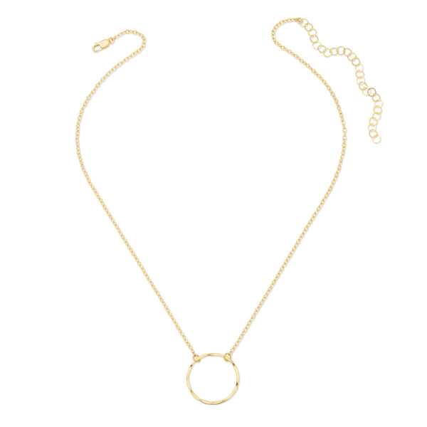 Hammered Circle Necklace - Medium - 22MM - 14K Gold-Filled