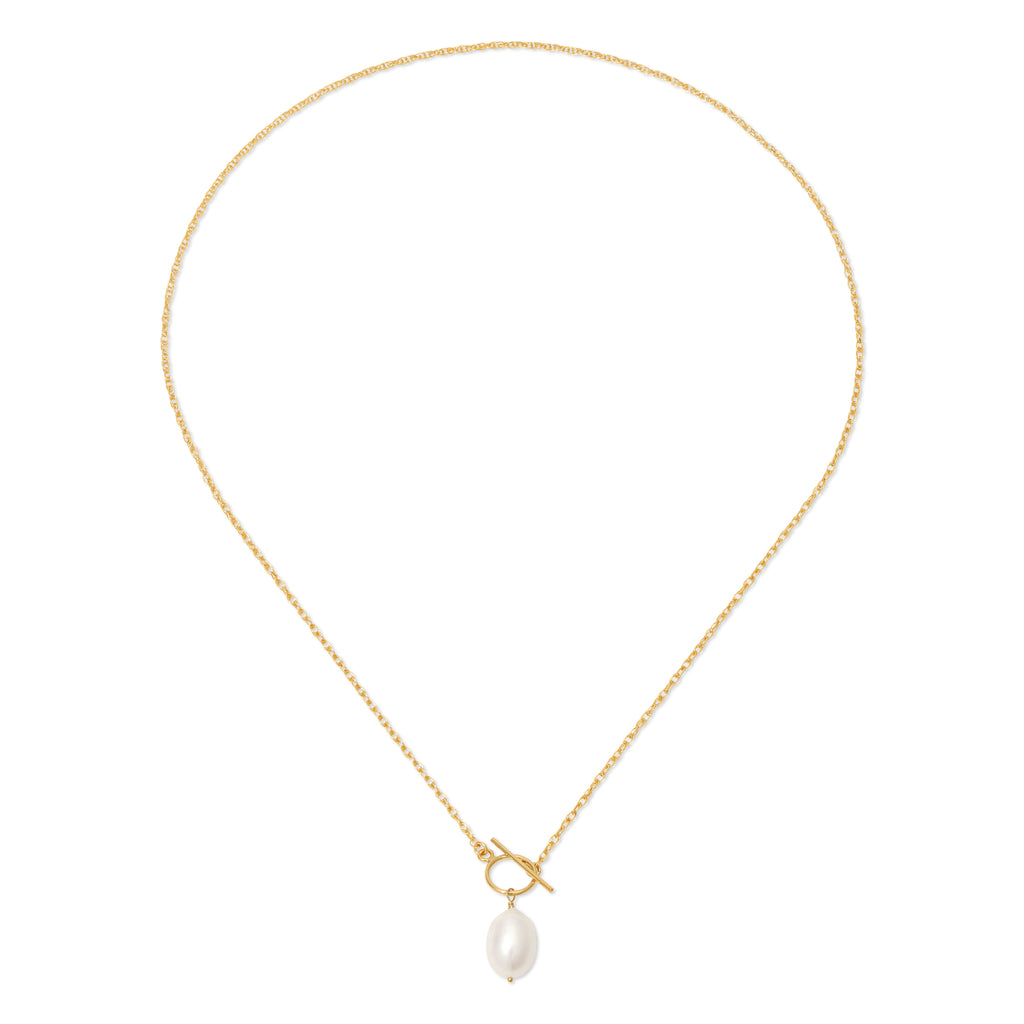Girl with A Pearl Toggle Clasp Necklace - 14K Gold-Filled