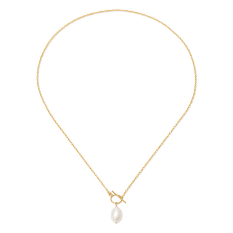 Girl with A Pearl Toggle Clasp Necklace - 14K Gold-Filled
