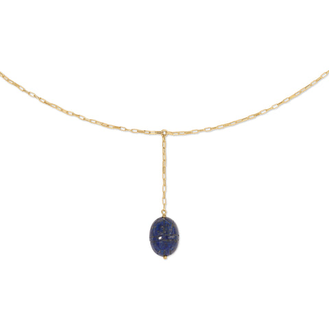 Scareb Gemstone Y Necklace - Lapis Lazuli