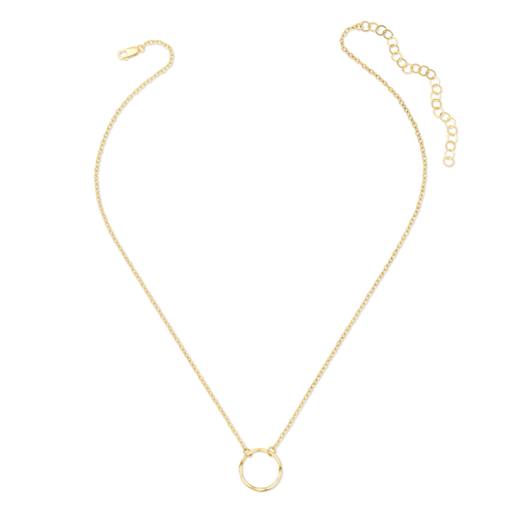 Hammered Circle Necklace - Small - 15MM - 14K Gold-Filled