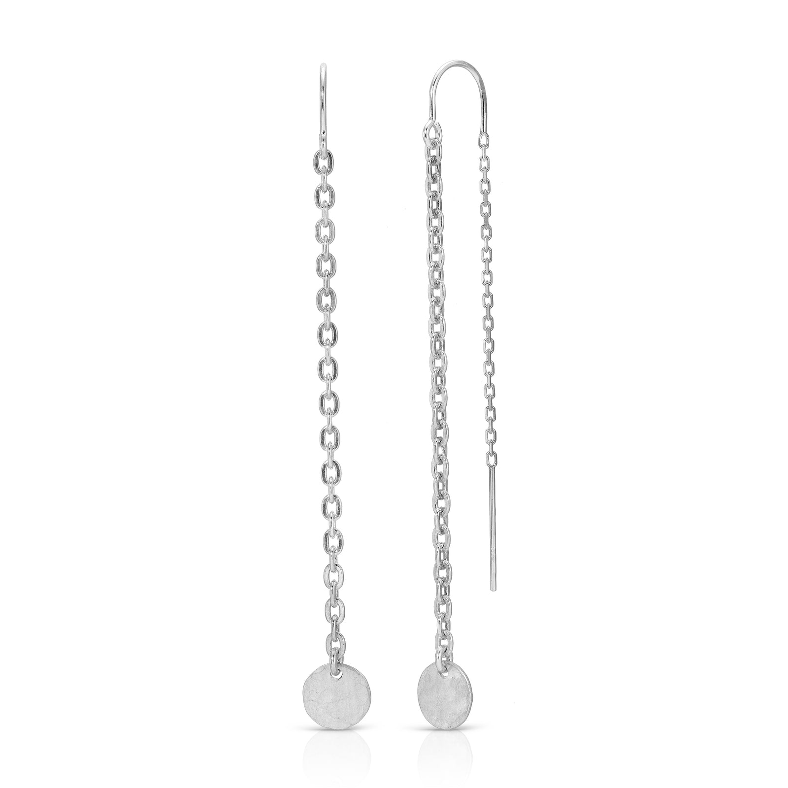 Tiny Coin Chain Thread Thru Earrings