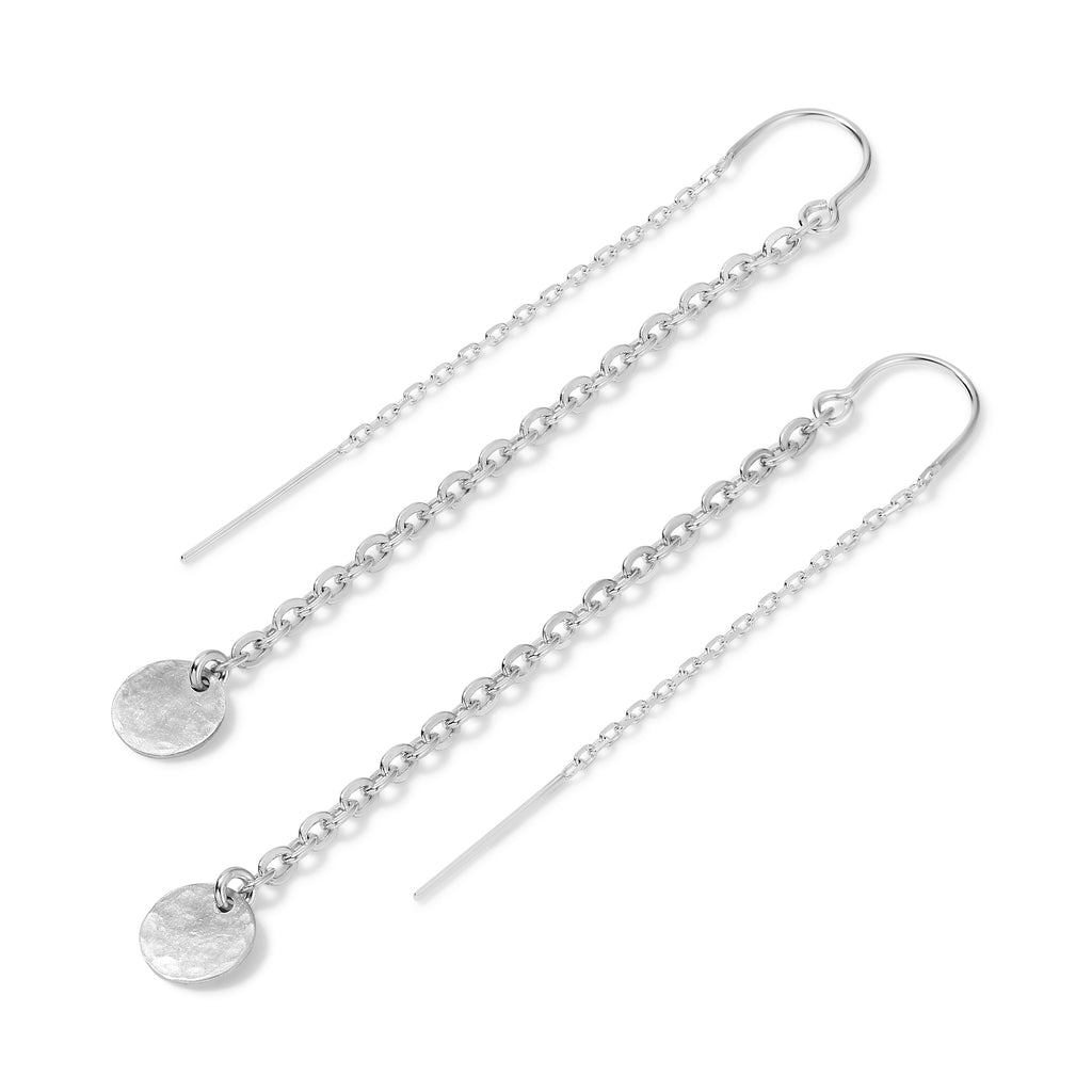 Tiny Coin Chain Thread Thru Earrings