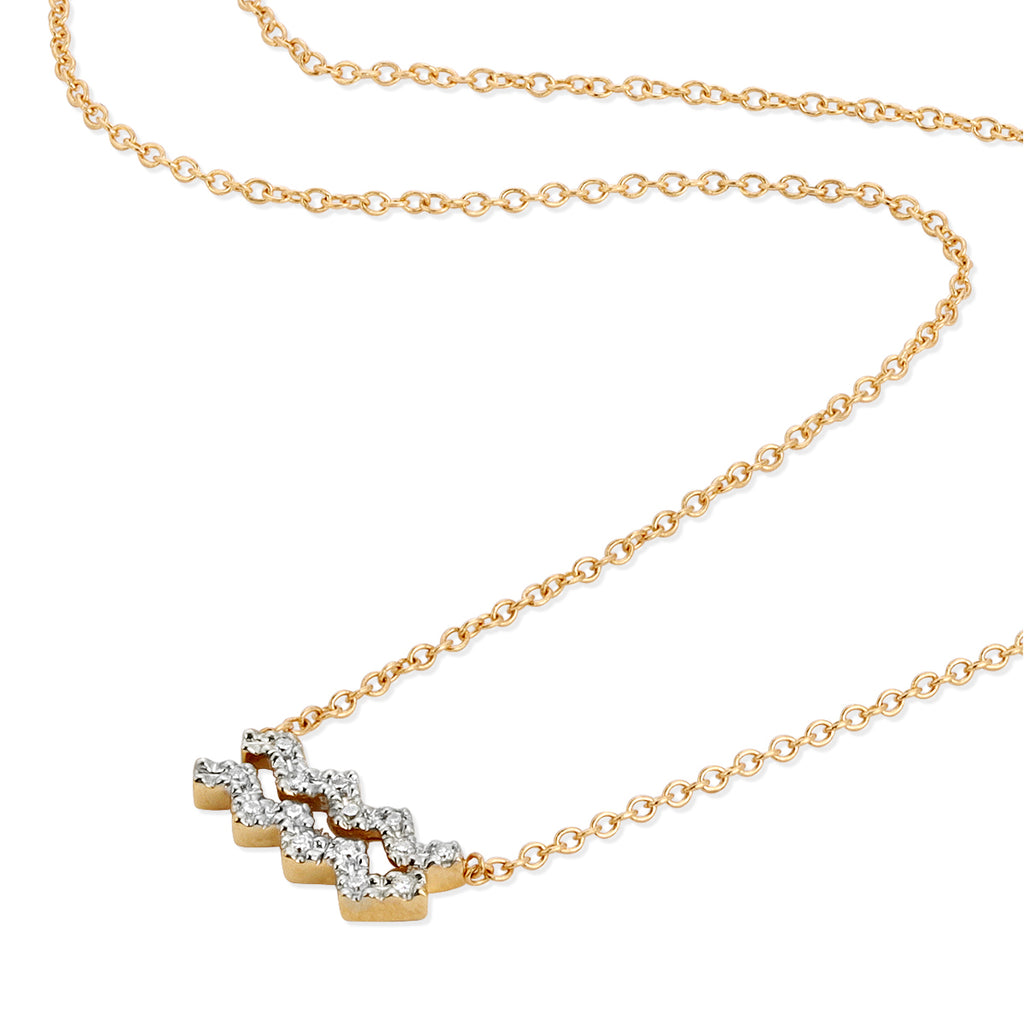 Diamond Horoscope Necklace - Aquarius - 14 Karat Yellow Gold and Diamonds