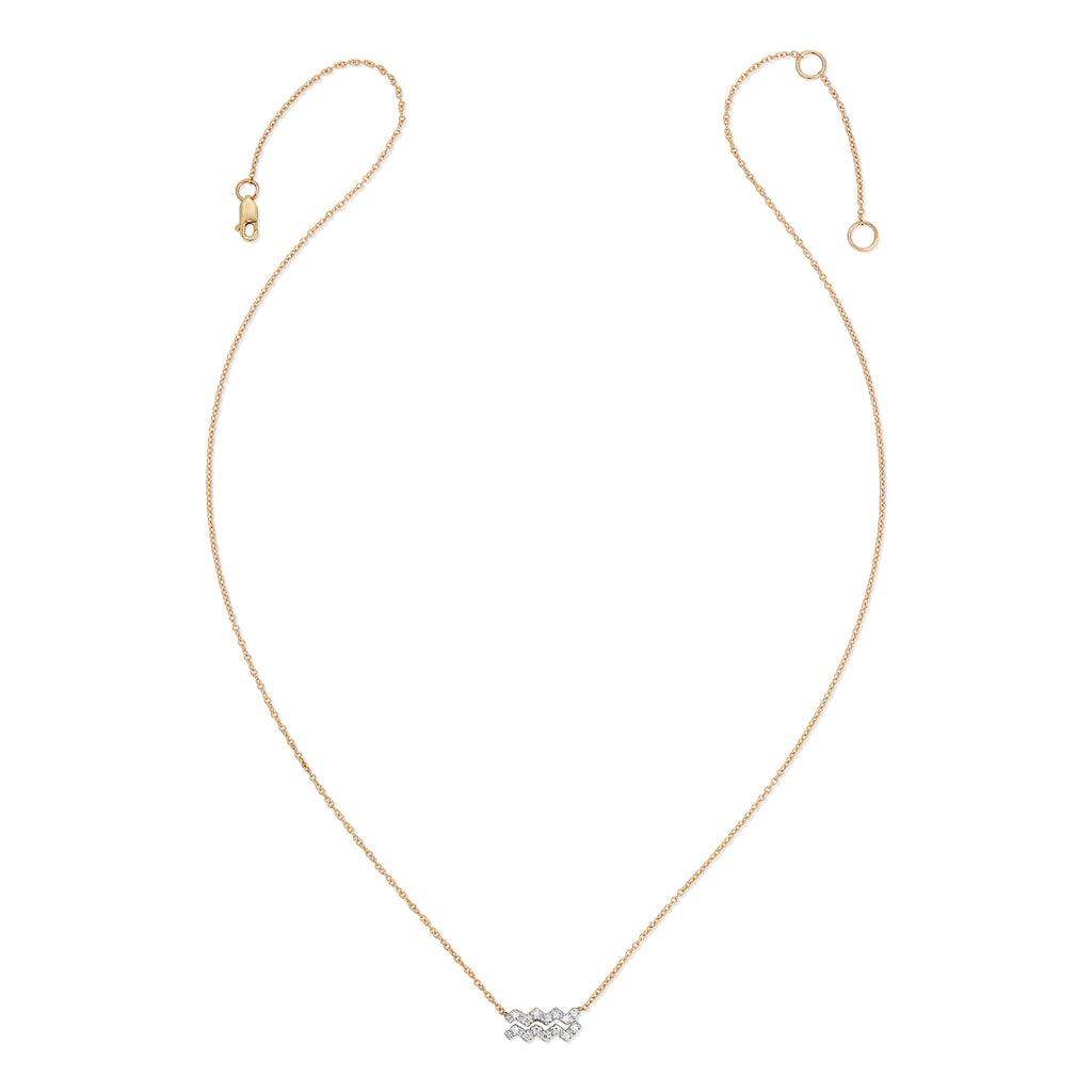 Diamond Horoscope Necklace - Aquarius - 14 Karat Yellow Gold and Diamonds