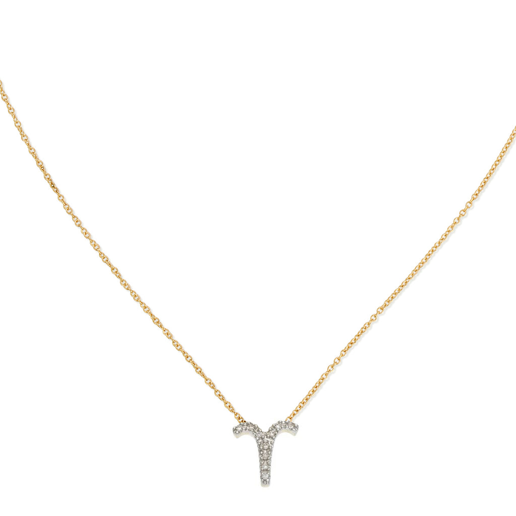 Diamond Horoscope Necklace - Aries - 14 Karat Yellow Gold and Diamonds