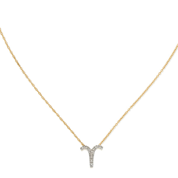 Diamond Horoscope Necklace - Aries - 14 Karat Yellow Gold and Diamonds