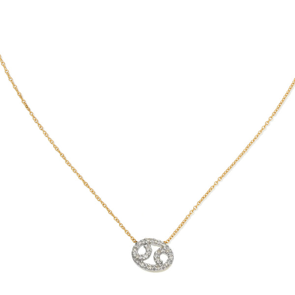 Diamond Horoscope Necklace - Cancer - 14 Karat Yellow Gold and Diamonds